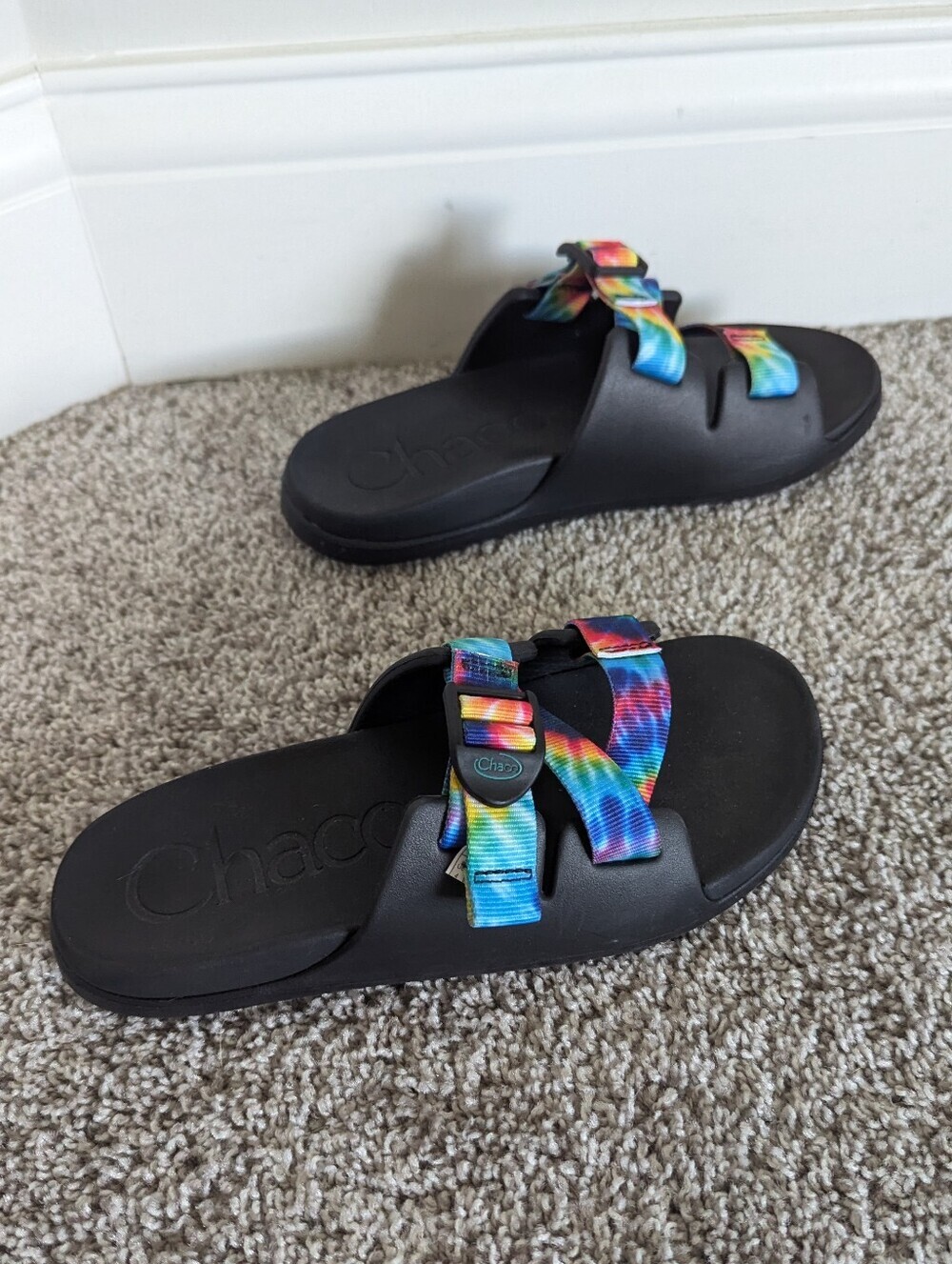 Chaco Kids Chillos Slides Sandals - Rainbow Tie Dye sz 4